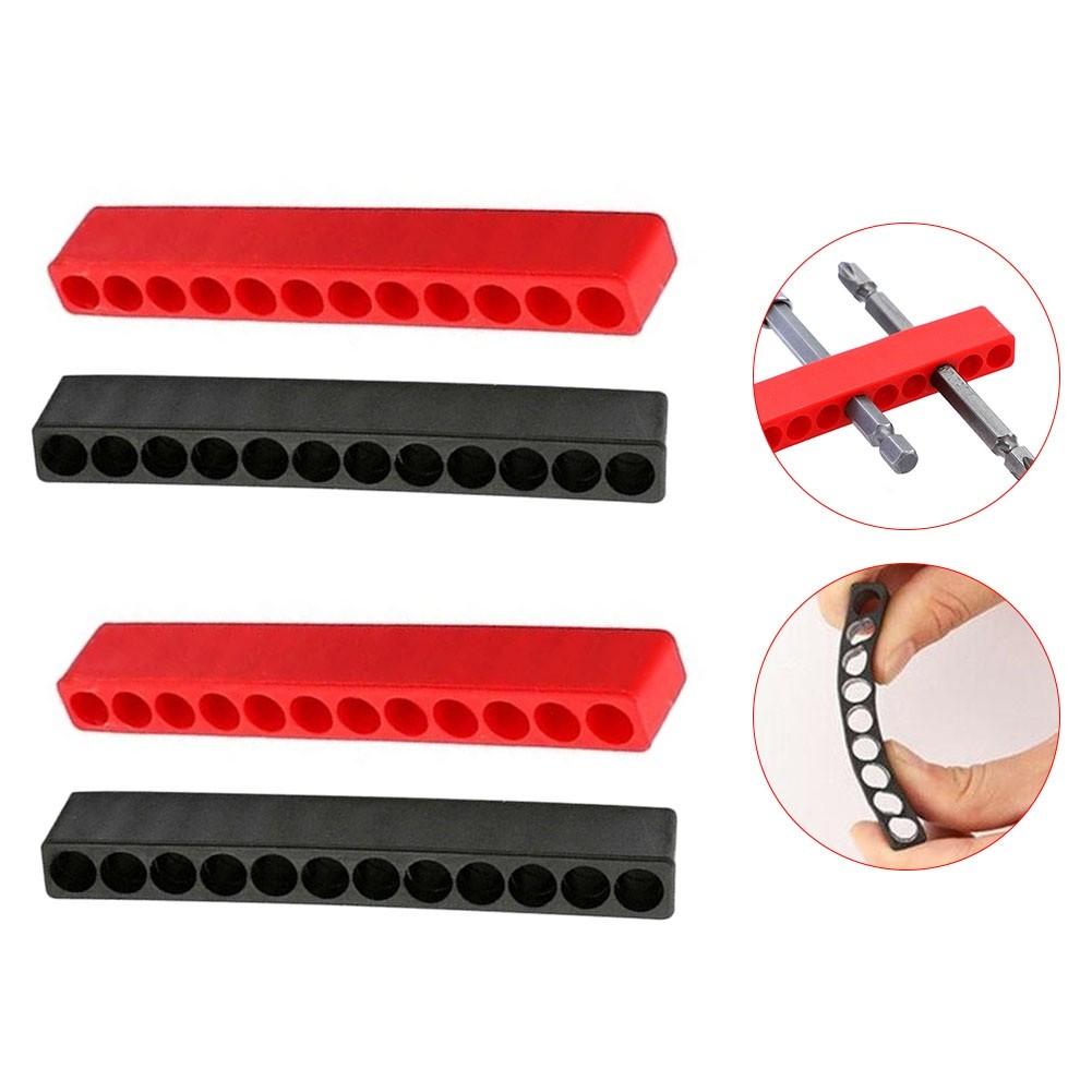 12 Holes Bit Holder 4pcs Black Red Hexagonal Shank