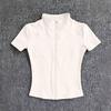 Camiseta de Yoga de Verano con Cremallera para Mujer - Manga Corta, Ajuste Ceñido, Ideal para Correr, Pilates y Fitness