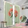 2pcs 2D flat printing Window Treatment Curtains red poppies vase living Polyester Without Electricity 0 Perfect for Decorations