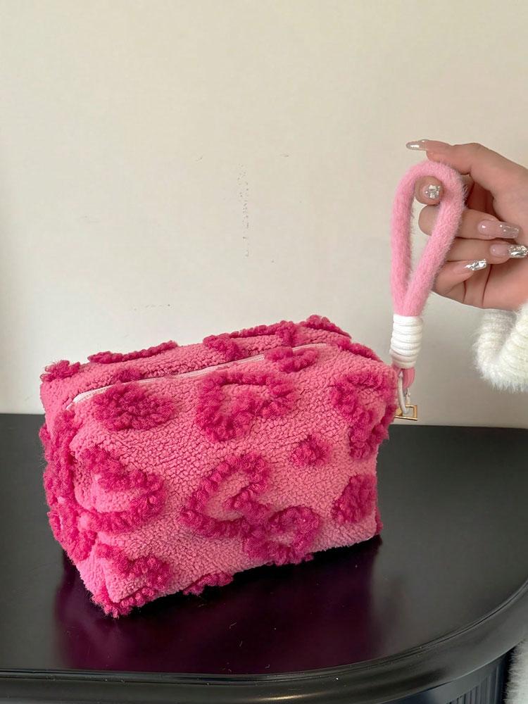 1PC Sweet girl plush large-capacity cute cosmetics storage bag, portable travel storage bag, travel toiletries