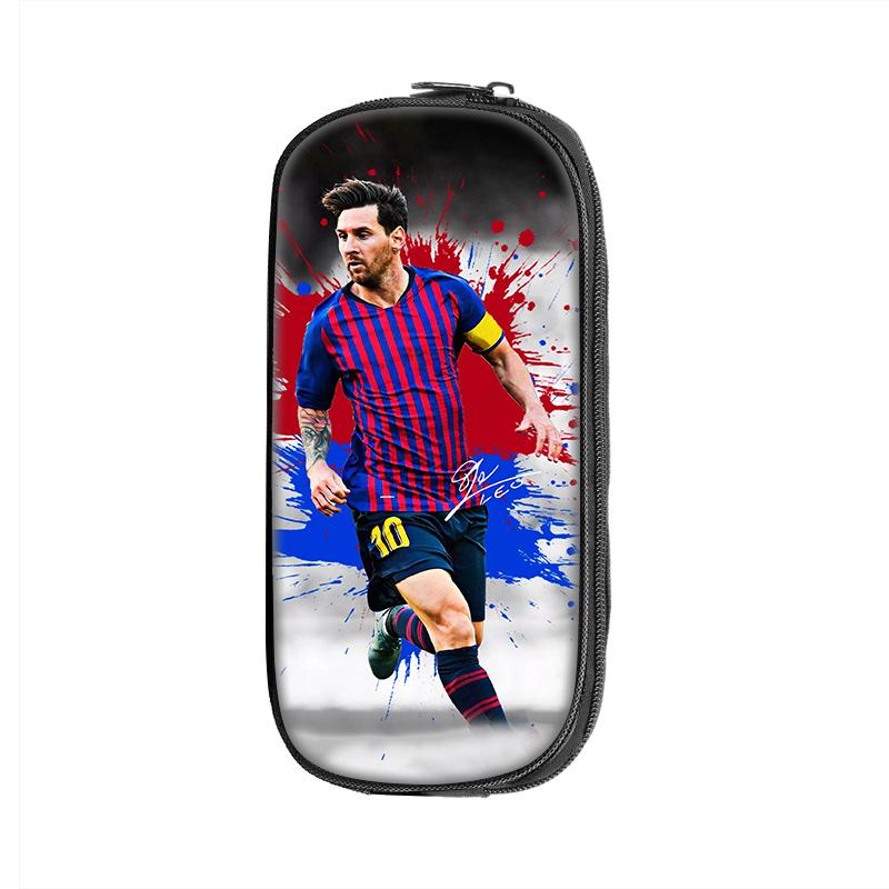 Patroon Pennenbakje Student Sport Schoolbenodigdheden Rits Potloodtasje Voetbalster M-Messi Grote Capaciteit Etui make-uptasje