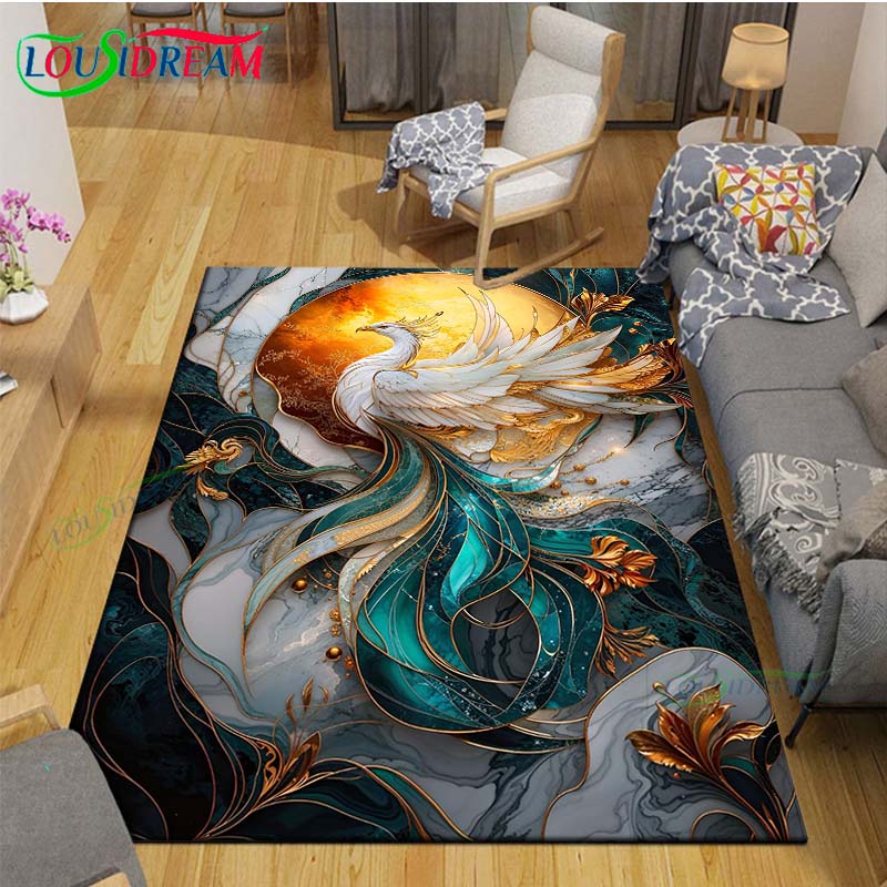 Popular Mythical Beast Phoenix Printed  Carpet Living Room Anti-Skid Area Rug Kids Bedroom Mats Yoga Mat Carpet Decor Gift