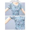 Ice Silk Floral Dress Summer Short-sleeved New Plus Size Women's Waist Slimming Belly-covering Long Dress