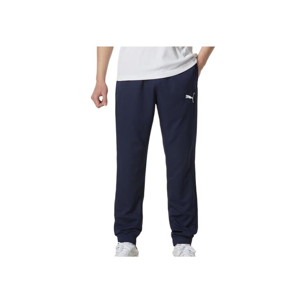 Puma Solid Color Casual Breathable Comfortable Mid Waist Knitted Sports Pants Men bottoms Navy-Blue 685639-06