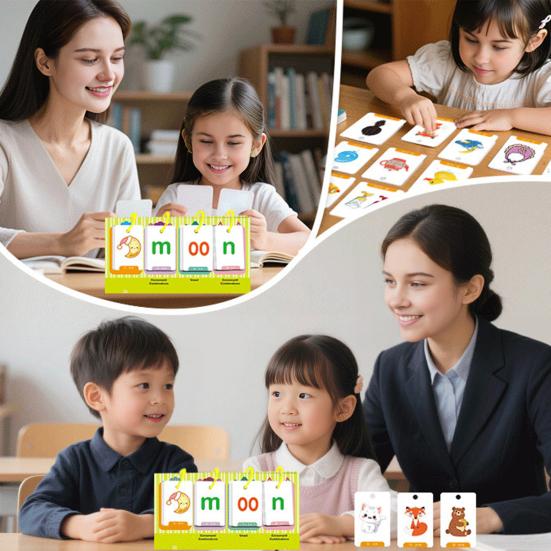 CVC Word Game Pocket Chart Phonics Flash Card Kindergarten Preschool CVC Word Builder Reading Spelling Letter Number Learning Educational Flip Chart