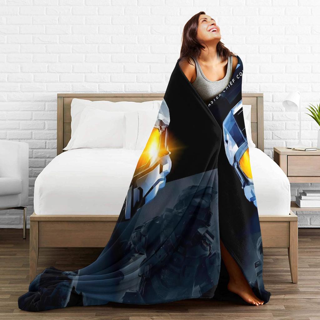Coperta H-Halo I-Infinite Morbida Calda Peluche Biancheria da Letto Coperte per Divano Poltrona Letto da Campeggio Coperta in Flanella Copriletto