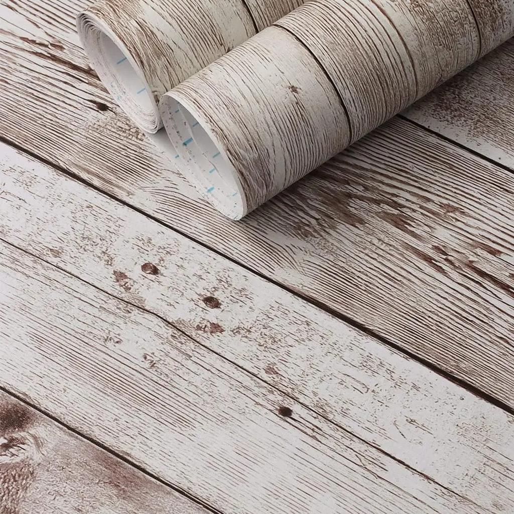 45cm Wallpaper PVC Wall Stickers Self-adhesive Big Roll DIY Waterproof Aged Wood Grain Furniture Home Decoration
