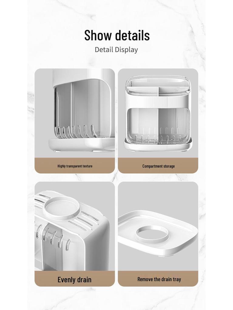 Premium Kitchen Countertop Cutlery Holder with Drainage - Spoon, Chopstick, and Utensil Storage Rack