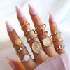 Inlaid Diamond Baroque Vintage Stackable Ring Set: 13-Piece Jelly Color Creative Style Rings for Women