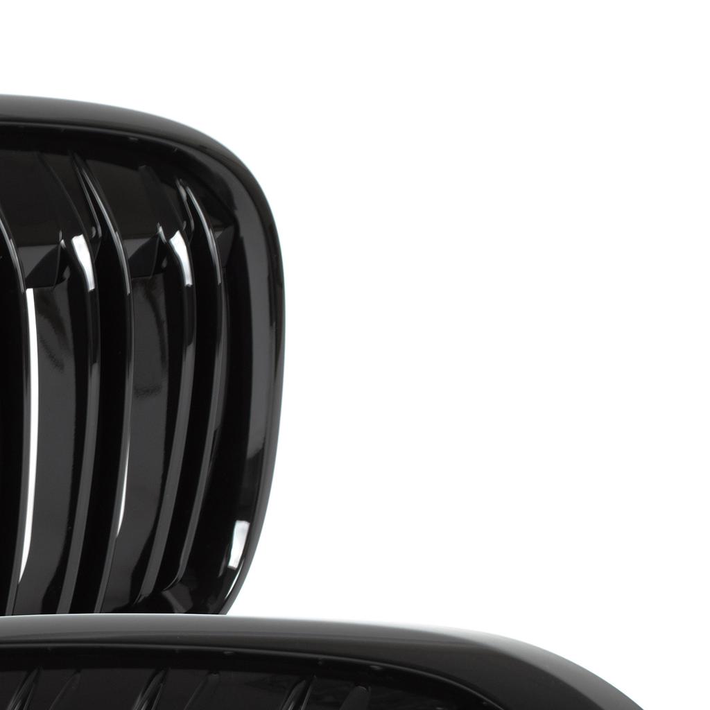 BMW X1 F48 15-19 Grilles Between the Headlights (kidneys) Left + Right Set BLACK GLOSSY DOUBLE BAR