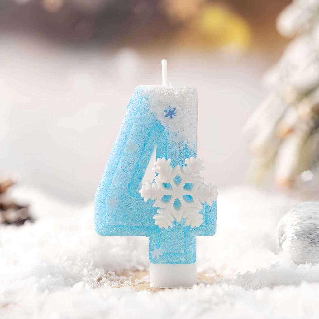 Snowflake Number Birthday Candles for Cake Party Decoration - Handmade for First Birthday