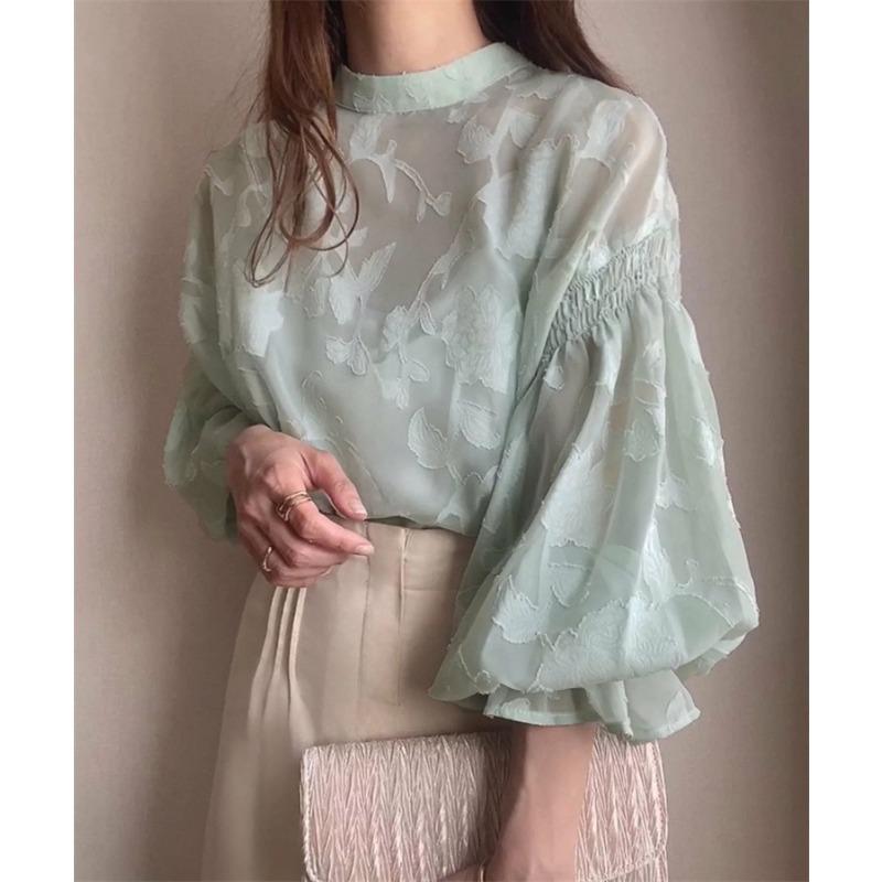 Blusa base casual da donna, larga, reversibile, a maniche lunghe, in pizzo