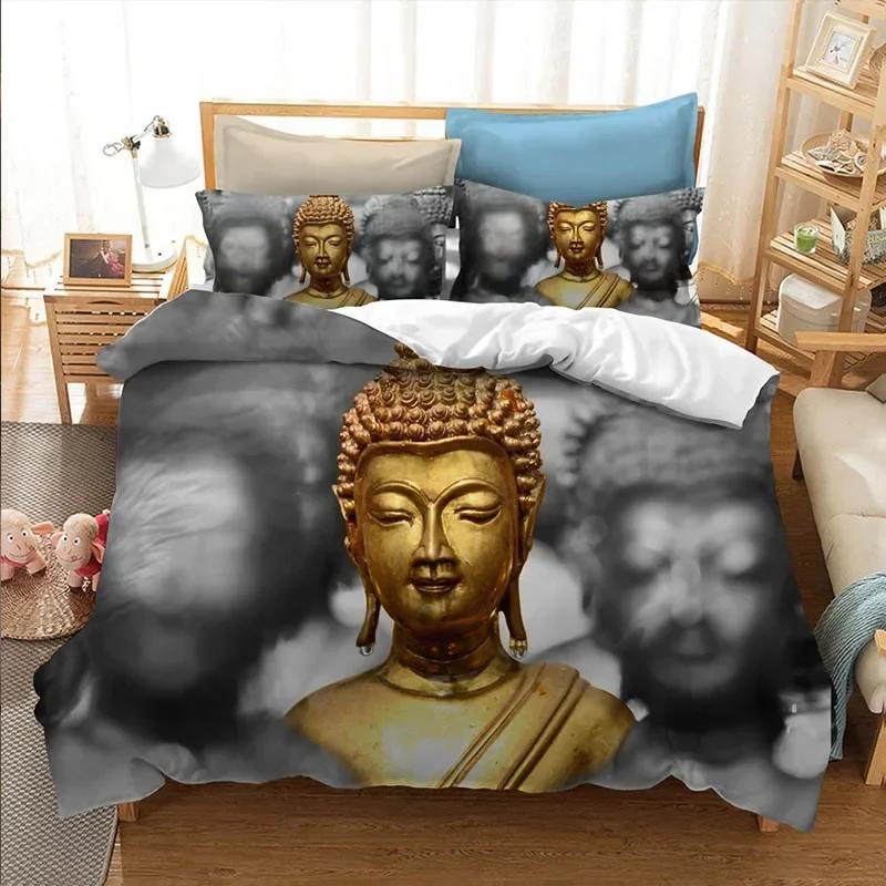 Dream Ns 2/3Pcs Bedding Set  Polyester Cotton Chinese Sacred Buddha Household Bedspread Kit Home Textile Finished Product