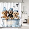 Funny Cute Animal Shower Curtain Riding Shark Cat, Dog In Bathtub And Pretty Pig Polyester Fabric Shower Curtains Bathroom Decor