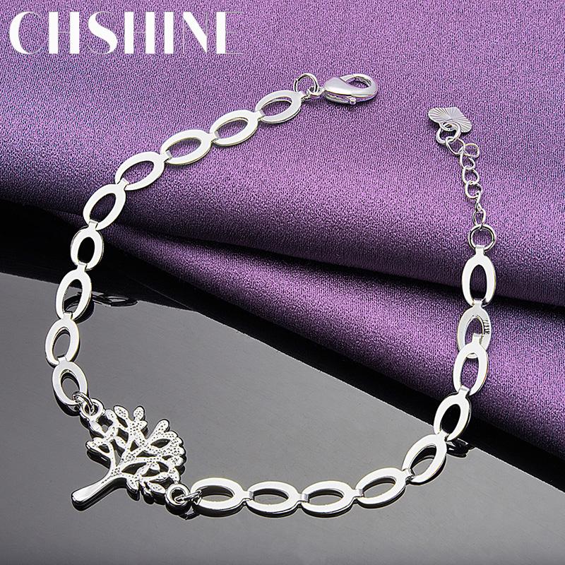 CHSHINE 925 Sterling Silver Tree of Life Bracelet For Women Fashion Charm Wedding Party Jewelry