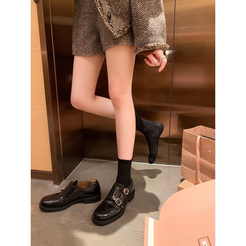 ~ Retro exquisite carved baroque single shoes Munch leather shoes women's autumn and winter