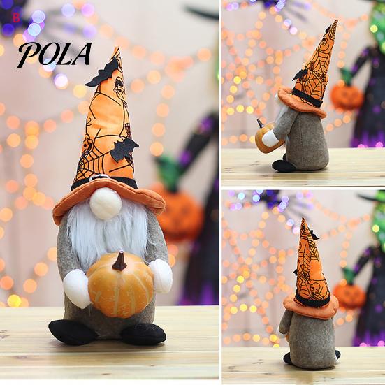 Safety Halloween Decor for Kids Gnome Figurine, Fabric Pumpkin Bat Ornament, Faceless Doll Creative Desktop Figurine Shelf Table, Spooky Home