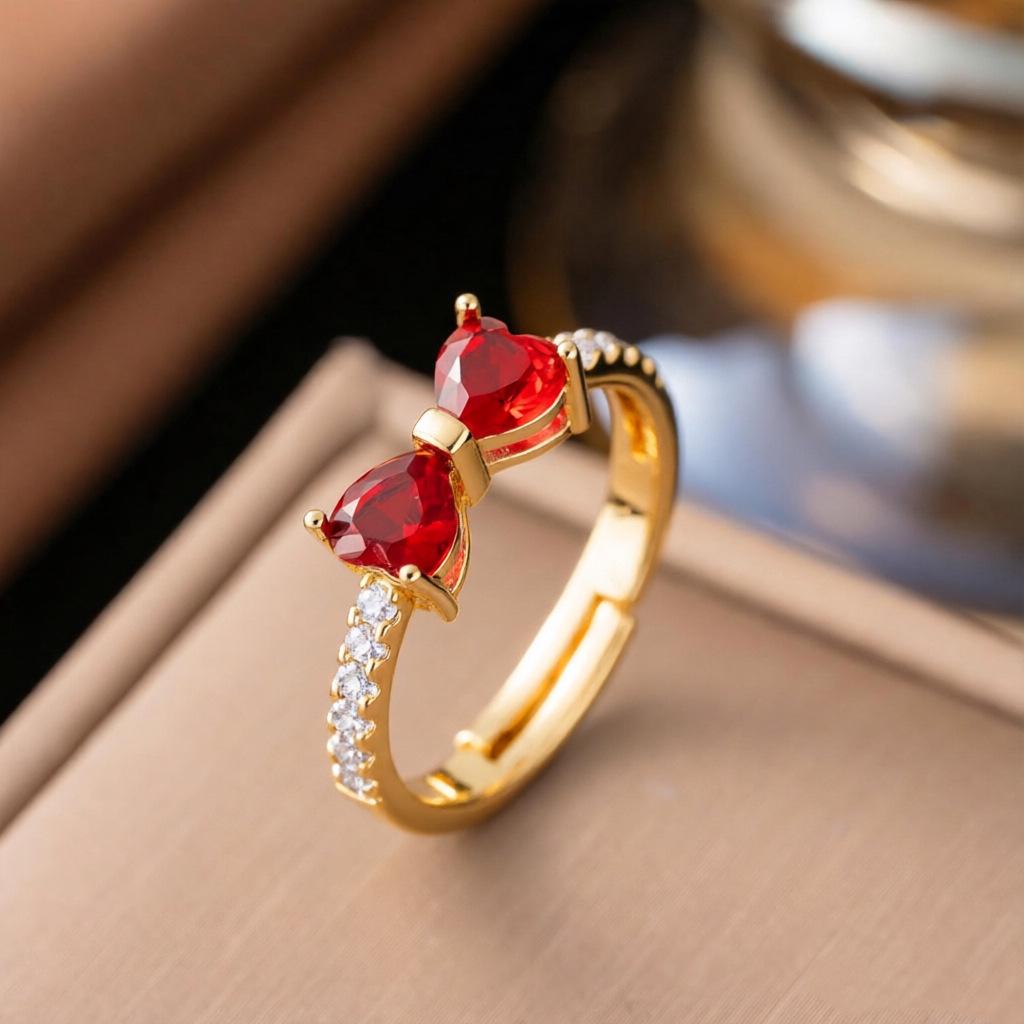 Micro-Inlaid Zircon Fashion Open Ring - Adjustable Luxury Index Finger Jewelry for Women