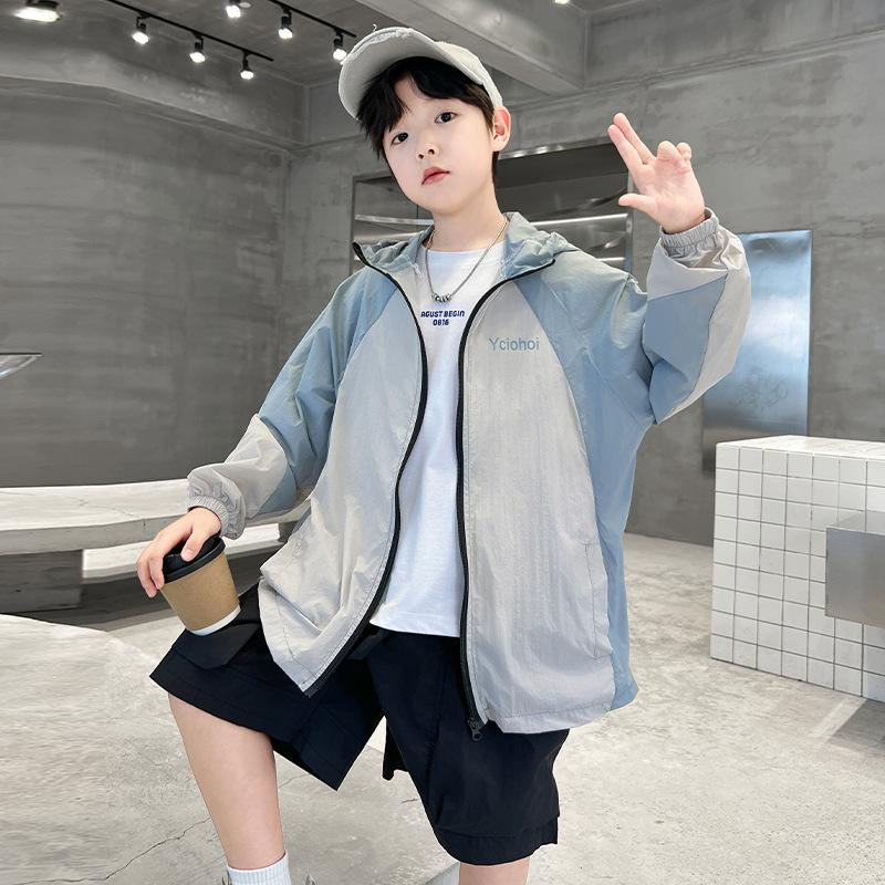 New Summer Sun Protection Clothing For Boys Lightweight And Breathable Sun Protection Shirt With Hood For Older Children Summer Sun Protection 120cm