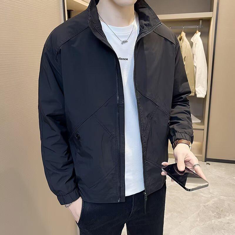 Men's Trendy Stand Collar Jacket: Spring/Autumn Fashion, Versatile, Youthful, Cool Casual Wear