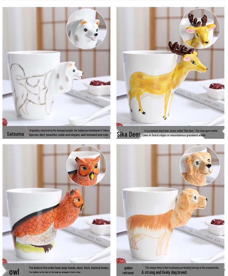 3D Zebra Handle Ceramic Coffee Cup - Unique Animal Gift Cup