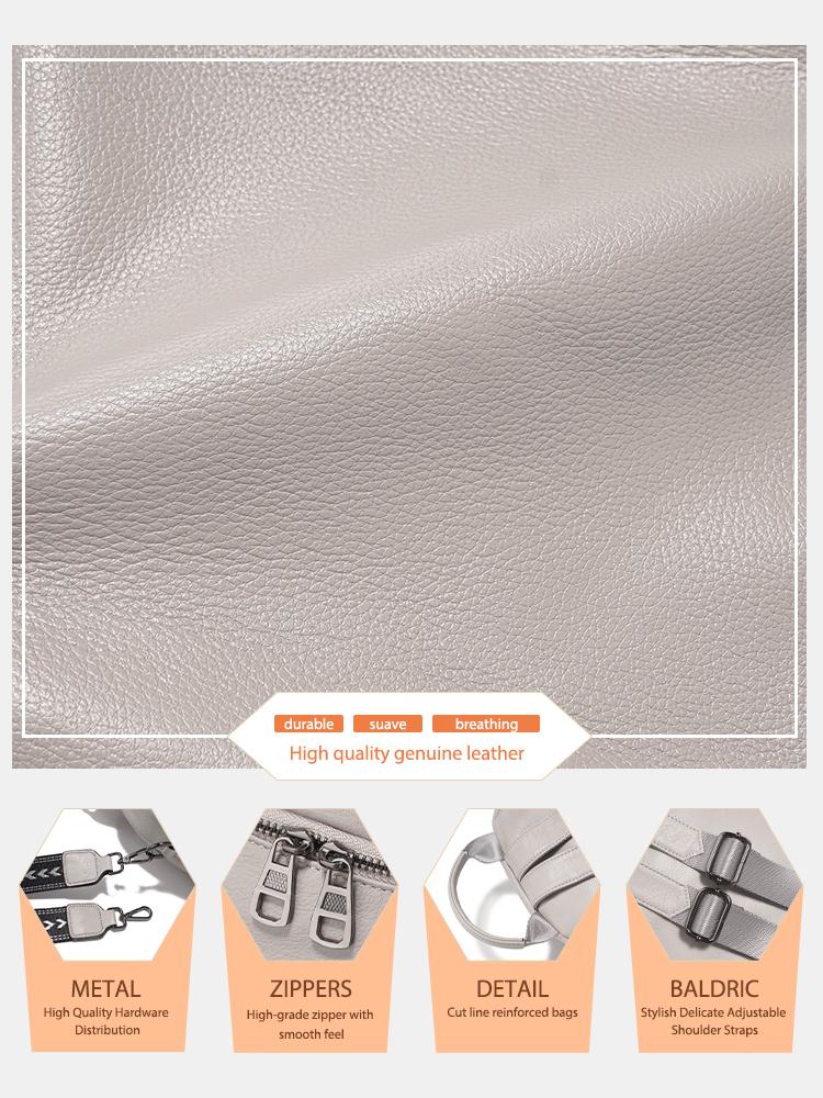 Zency Women's Medium Genuine Leather Backpack with Roomy Zip Pockets