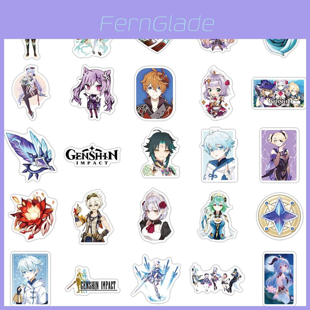 50pcs Genshin Impact Waterproof Stickers Reusable Adhesive Decoration