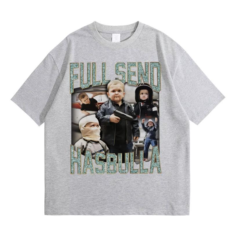 Full Send Hasbulla Magomedov Tshirts Russia Mini Khabib Blogge Fighting Funny Meme T Shirts Unisex Women Vintage Oversized Tshirt