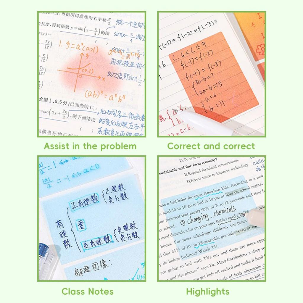 Glitter Transparent Sticky Notes Tabs Tearable Gradient Index Flags for Journaling Planner Student Office Notepad Memo Supplies