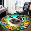 1 Stück Katze BlumenStuhl Teppich für Büro, Innenbereich Rutschfest Waschbar Polyesterfaser Teppich, Matte Für Büro, Maschinenwaschbar