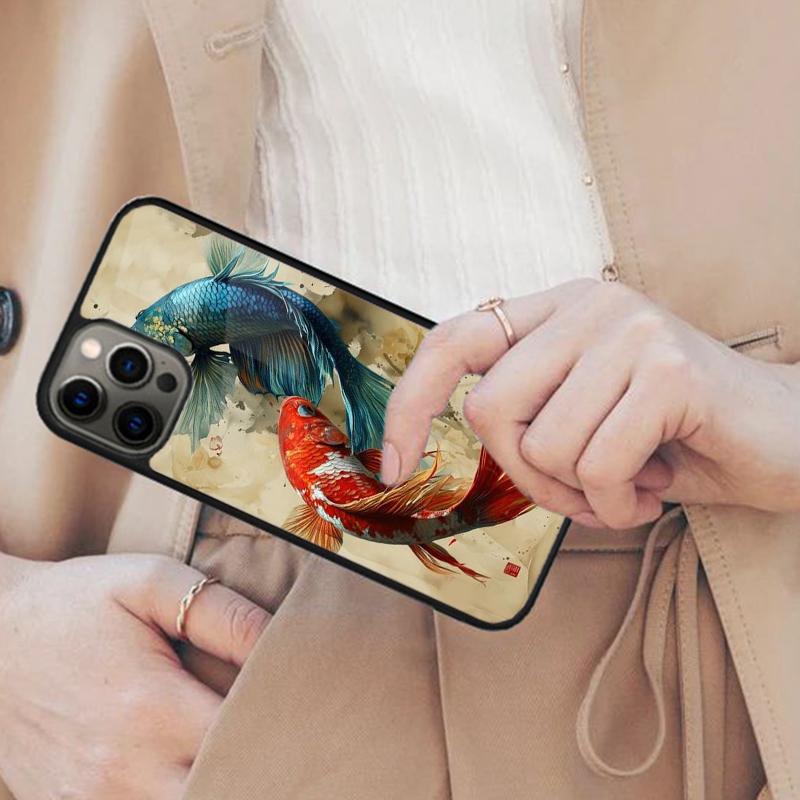 Pair of Koi Fish Magnetic Phone Case For APPLE iPhone 17 Air 16 14 13 12 Pro Max 15 Plus Wireless Charge With MagSafe Cover