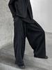 Autumn/Winter Wool Striped Wide-Leg Pants with Elastic High Waist