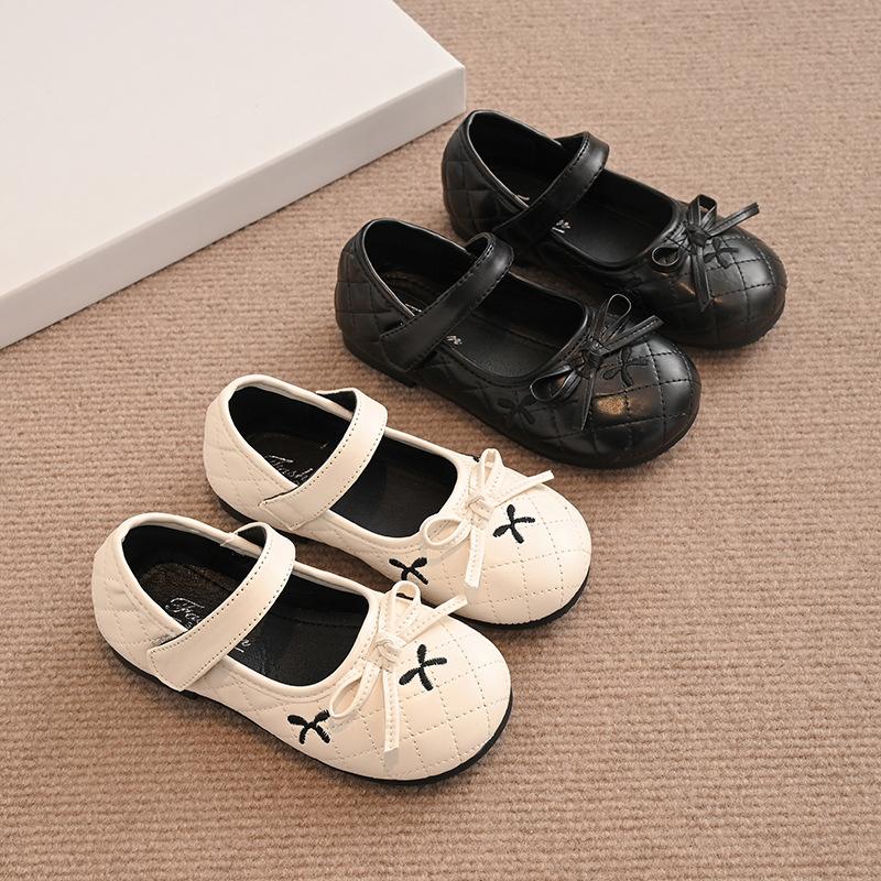 New Leather Shoes Spring Soft Soled Anti Slip Girl Shoe Exquisite Simple Versatile Cute Princess Shoe Retro Flat Daily Kid Shoes