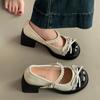 Fashion versatile casual retro bow Mary Jane shoes women's 2025 summer new pearl word platform shoes