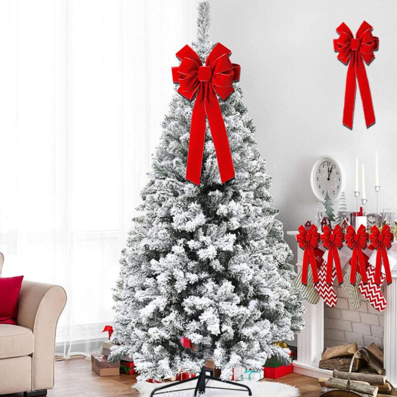 Handgemachte Weihnachten Rote Samtschleife Multi-Ohr Weinrote Samt Weihnachtsdekoration Weihnachtsbaumschleife Neujahrsdekorationen Geschenke