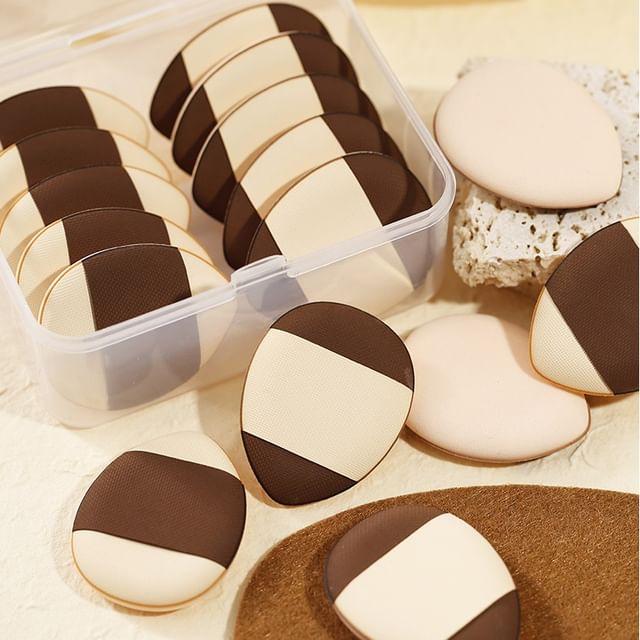 Sweetpourin - Набор из 10 штук: Мини-пуховка для пальцев Set of 10 Pcs - Beige & Brown