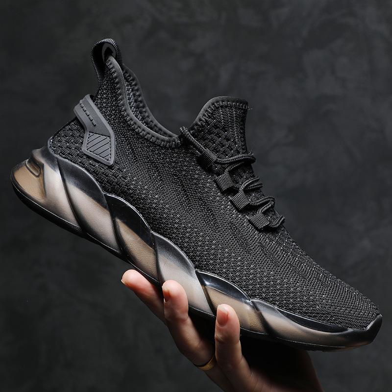 Flying Woven Men's Shoes Summer Sports Breathable Casual Mesh Shoes Soft-soled Mesh Shoes Men's Dirt-resistant Travel Shoes Trendy Coconut Shoes