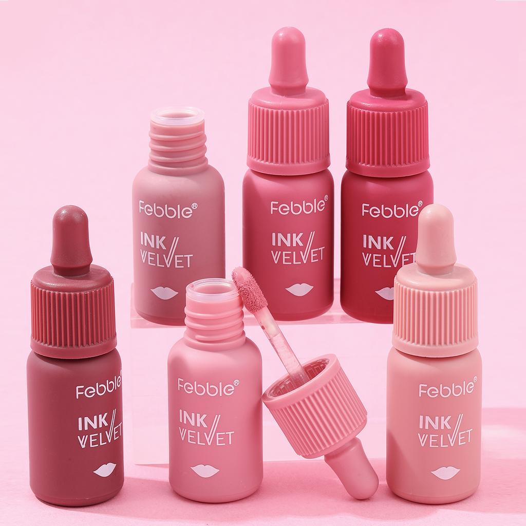 Febble 12 Color Ink Lip Gloss Matte Nude Velvet Liquid Lipstick Multifunctional Long-lasting Lip Cosmetics for Women & Girls