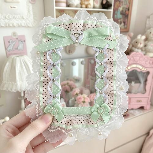 5.8cm Creative Design Kawaii Badge Pin Displaying Holder Sweet Lace Star Protector with Lanyard Fashoin Badge Clip Cover Case
