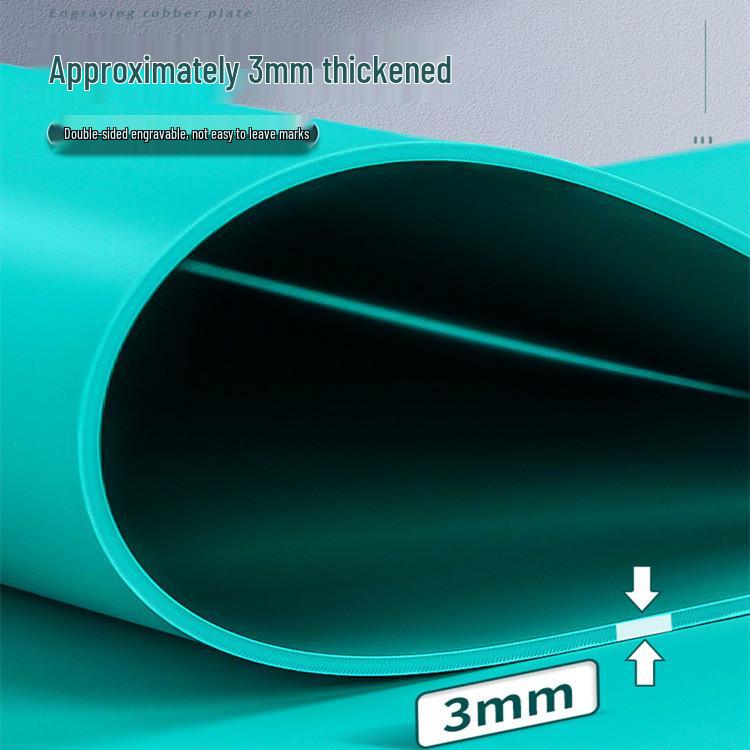 Double-Sided Green A4 Soft Rubber Printmaking Carving Plate Set with Ink Pad