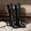 Women's High-heeled Boots for Autumn and Winter, Waterproof Platform, Thick Heel, Motorcycle Boots, Oversized Roman Women's Boots