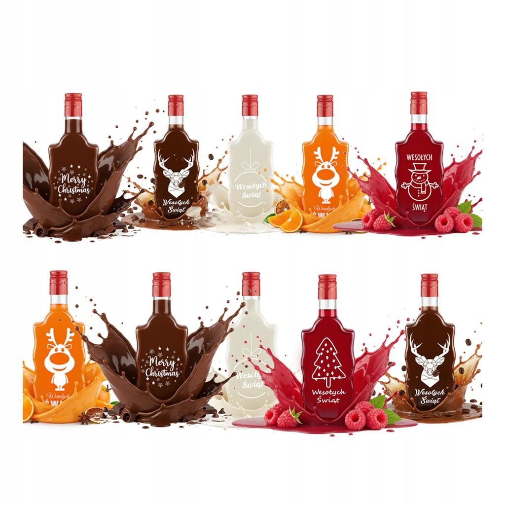 10x Christmas Bottles FALA 500 Ml with Print FOR CHRISTMAS LIQUEURS