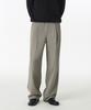 Crepe One-Pleat Wide Elastic Pants [Khaki Gray]