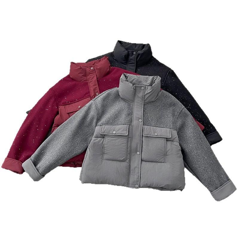 New down cotton-padded suit women's fashion thickened warm cotton-padded jacket stand-up collar cotton-padded jacket