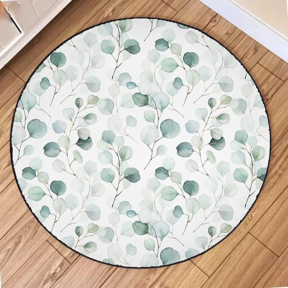Minimalistisch Natur Aquarell Grüner Zweig Pflanzen Blätter Blumen Teppichmatte für Wohnzimmer Schlafzimmer Heimdekoration Teppich