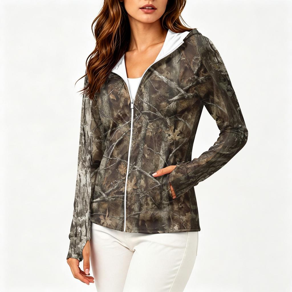 Womens Lightweight Full Zip Hoodie Sun Protection Jacket with Hood and Pockets Long Sleeve Outdoor Activewear