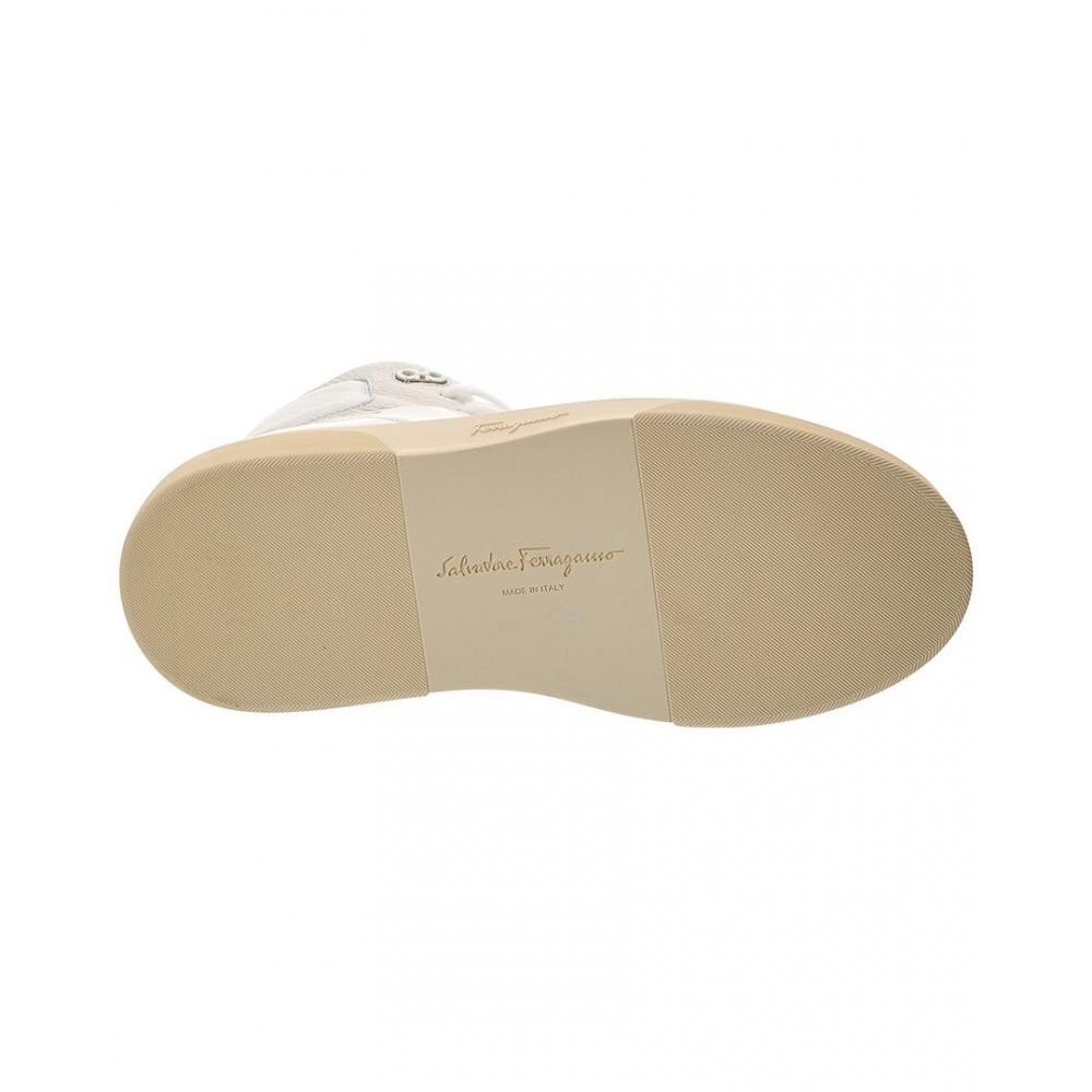 Salvatore Ferragamo Ferragamo Cassio Leather High Top Sneaker Black