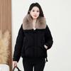 Winter new women's fashion big fur collar down cotton clothes foreign look thin warm cotton coat