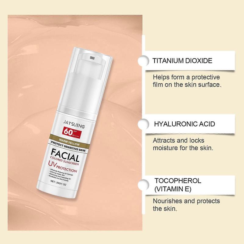 Sunscreen for Face SPF 60, SPF 60 Face Moisturiser for Sensitive Skin, Daily Facial Suncream, Light & Breathable, Non Greasy, Natural Coverage