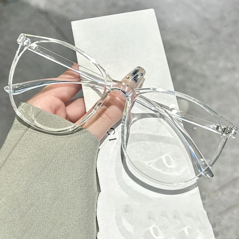 Fashion Women's Myopia Glasses Trendy Ultralight Near Sight Eyewear Men Vintage Round Frame Anti-blue Light Eyeglasses 0-1.0-4.0